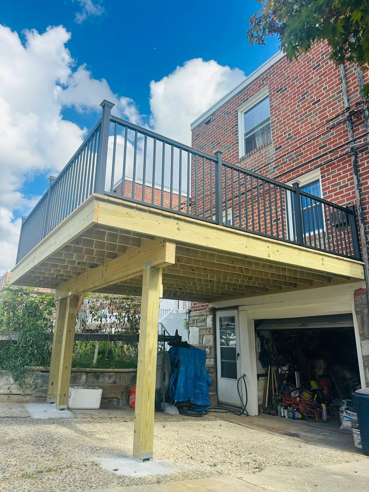 Elevated Deck Construction with New Door