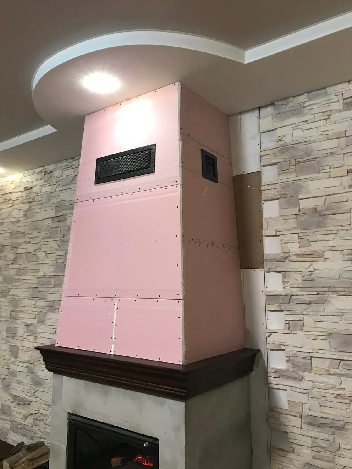 Custom Solid-Fuel Fireplace Installation