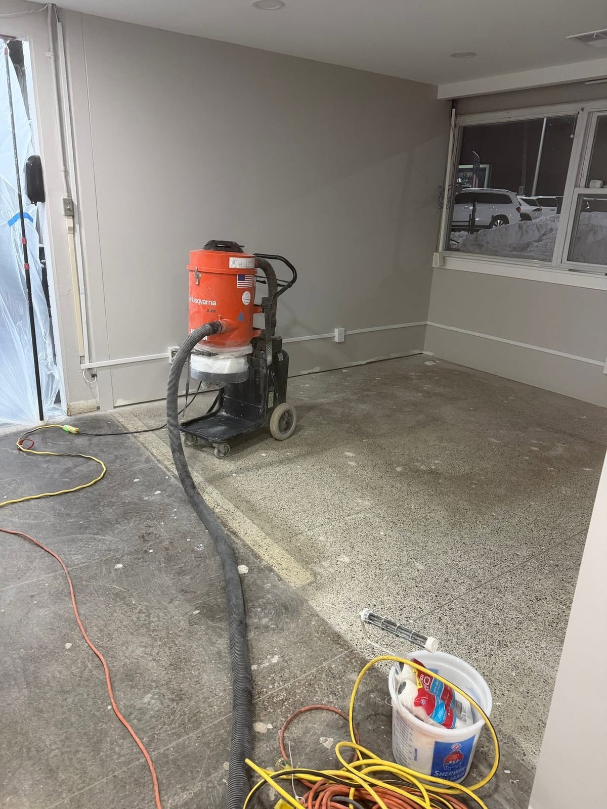 Custom Metallic Epoxy Flooring with Marble Finish — before